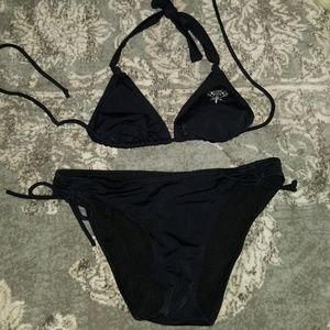 Black bikini with silver stitch detailing
